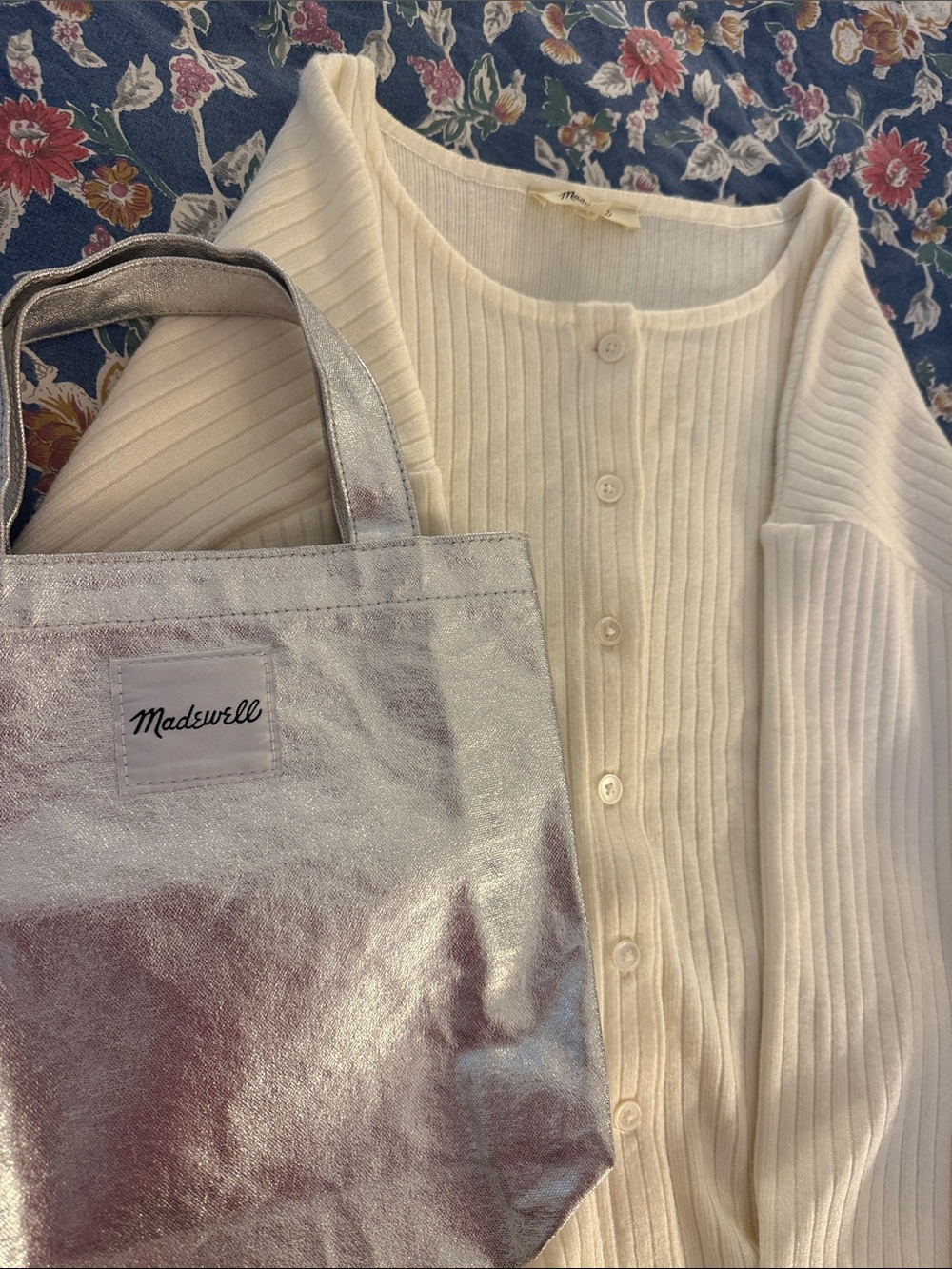 Madewell Cream Ribbed Button-Up Cardigan - Picture 7 of 7
